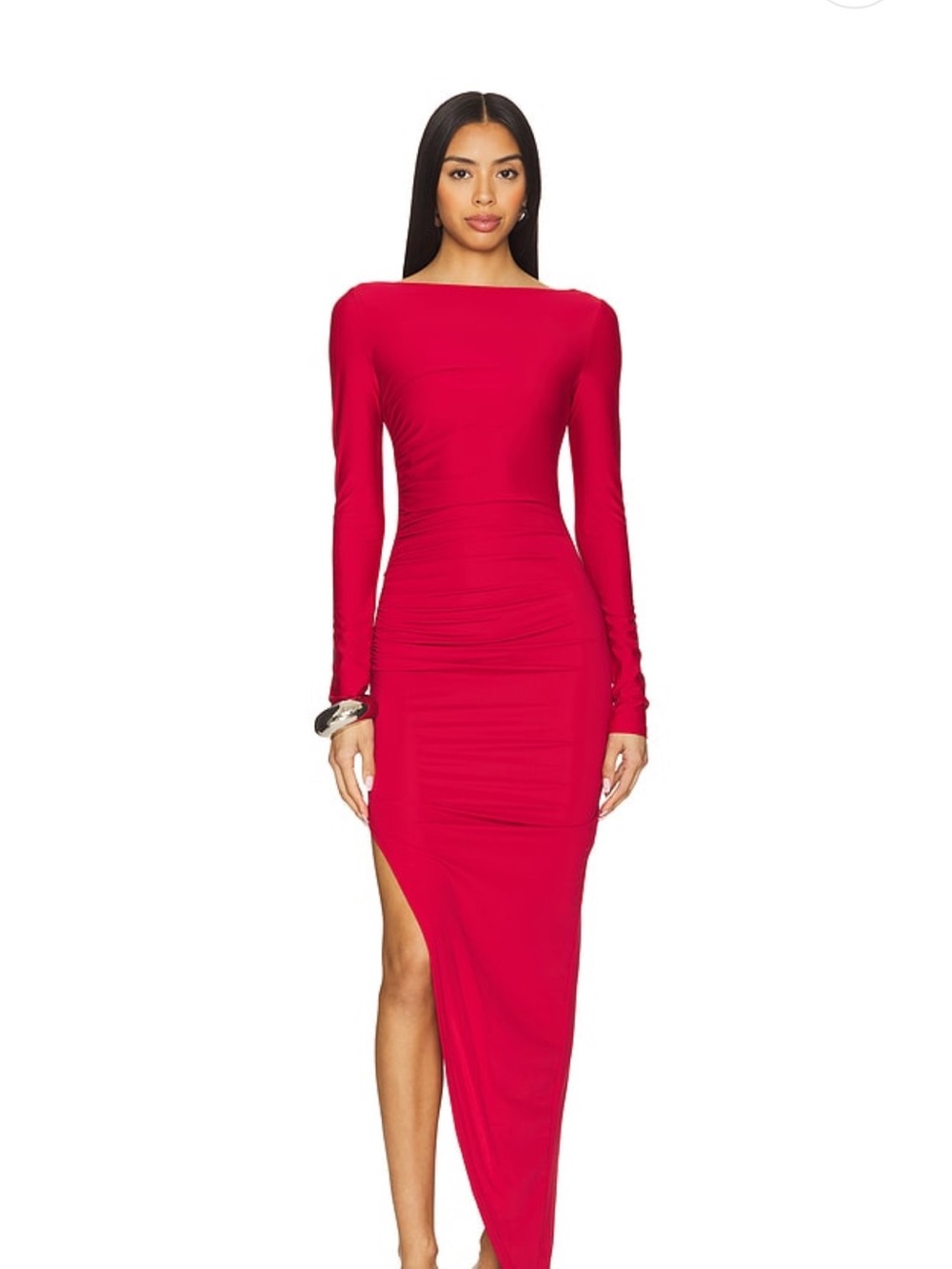 superdown Hot Pink Off-Shoulder Long Sleeve Asymmetric Dress